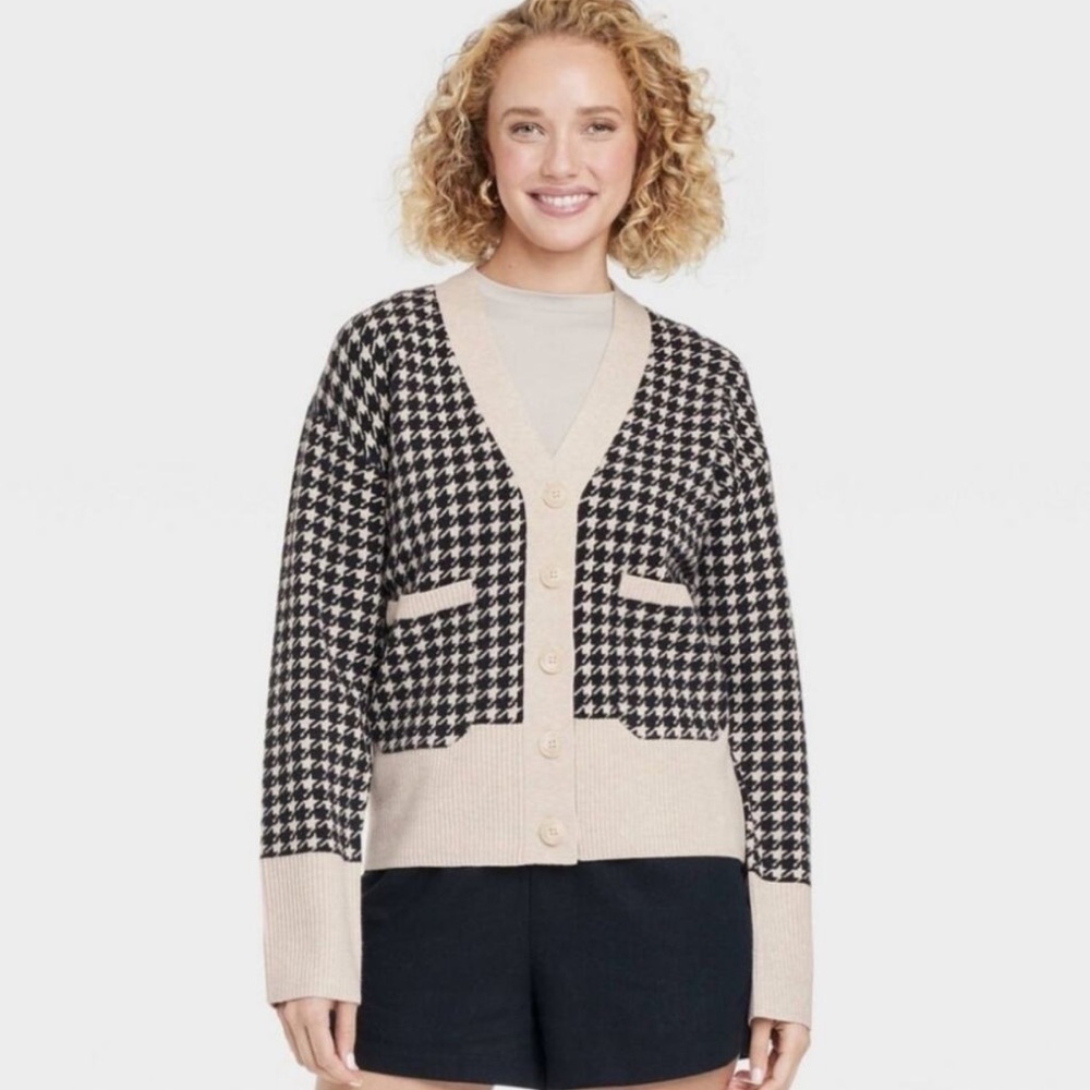 A New Day Women's Houndstooth Cardigan XXL Sweater